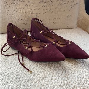 Velvet pointed toe flats